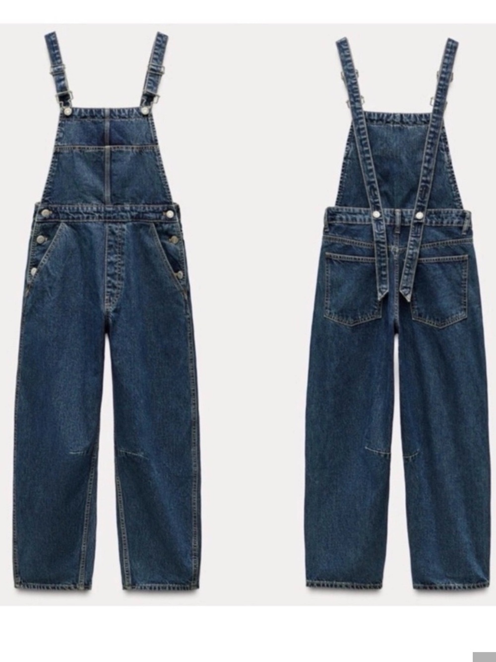 Zara Barrel Leg Denim Overalls